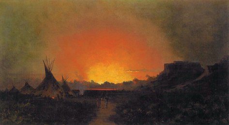 Jules Tavernier (1844-1889), A Sunset in Waioming [sic] 1889. Oil on canvas. 20 x 36 inches.
